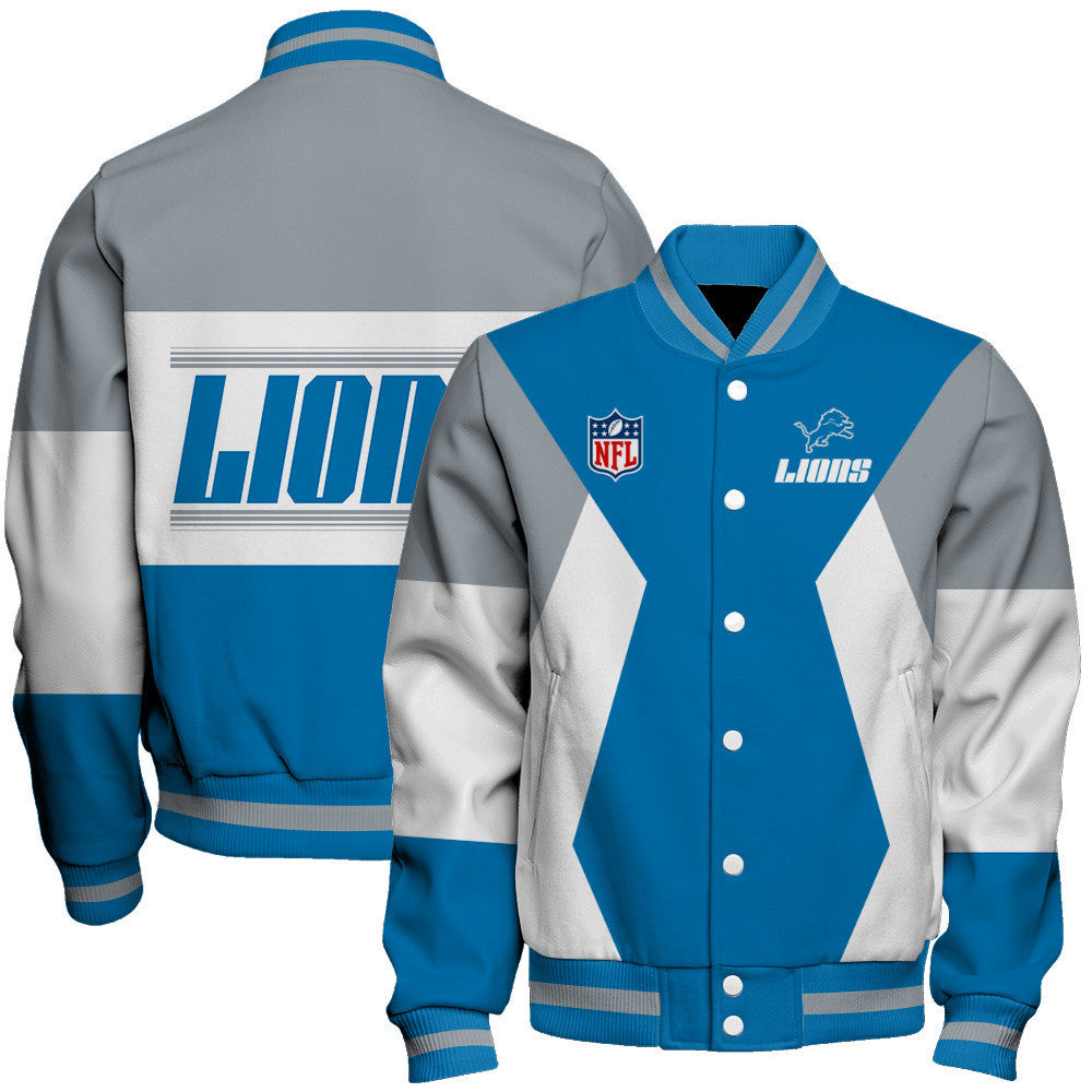 Detroit Lions Printed Team Color-block Single-layer Thin Stand-collar Jacket
