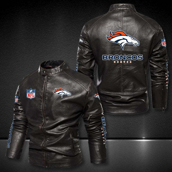 Denver Broncos Vintage Distressed Leather Jacket