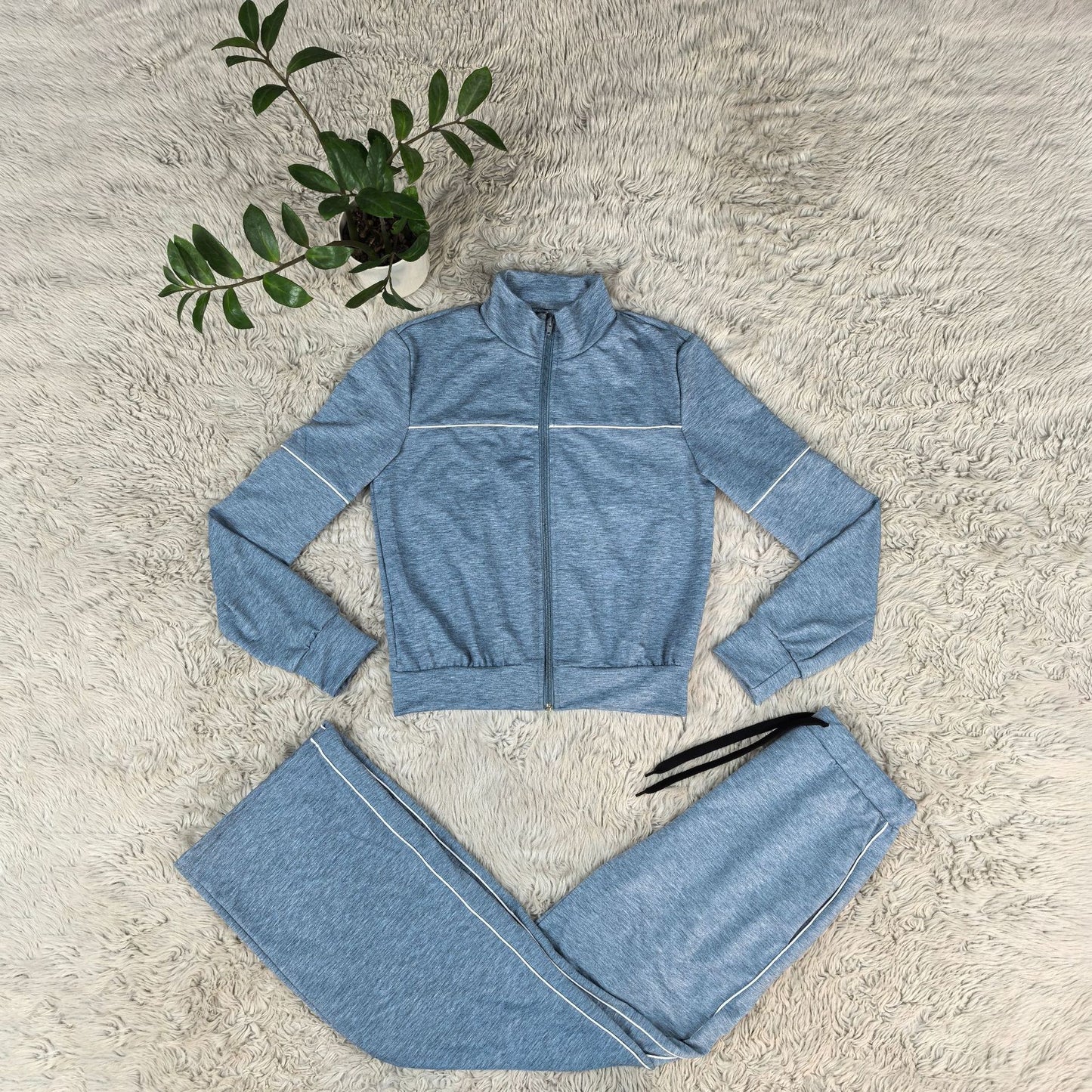 Casual Embroidered Zipper Sweatshirt and Jogger Pants Tracksuit
