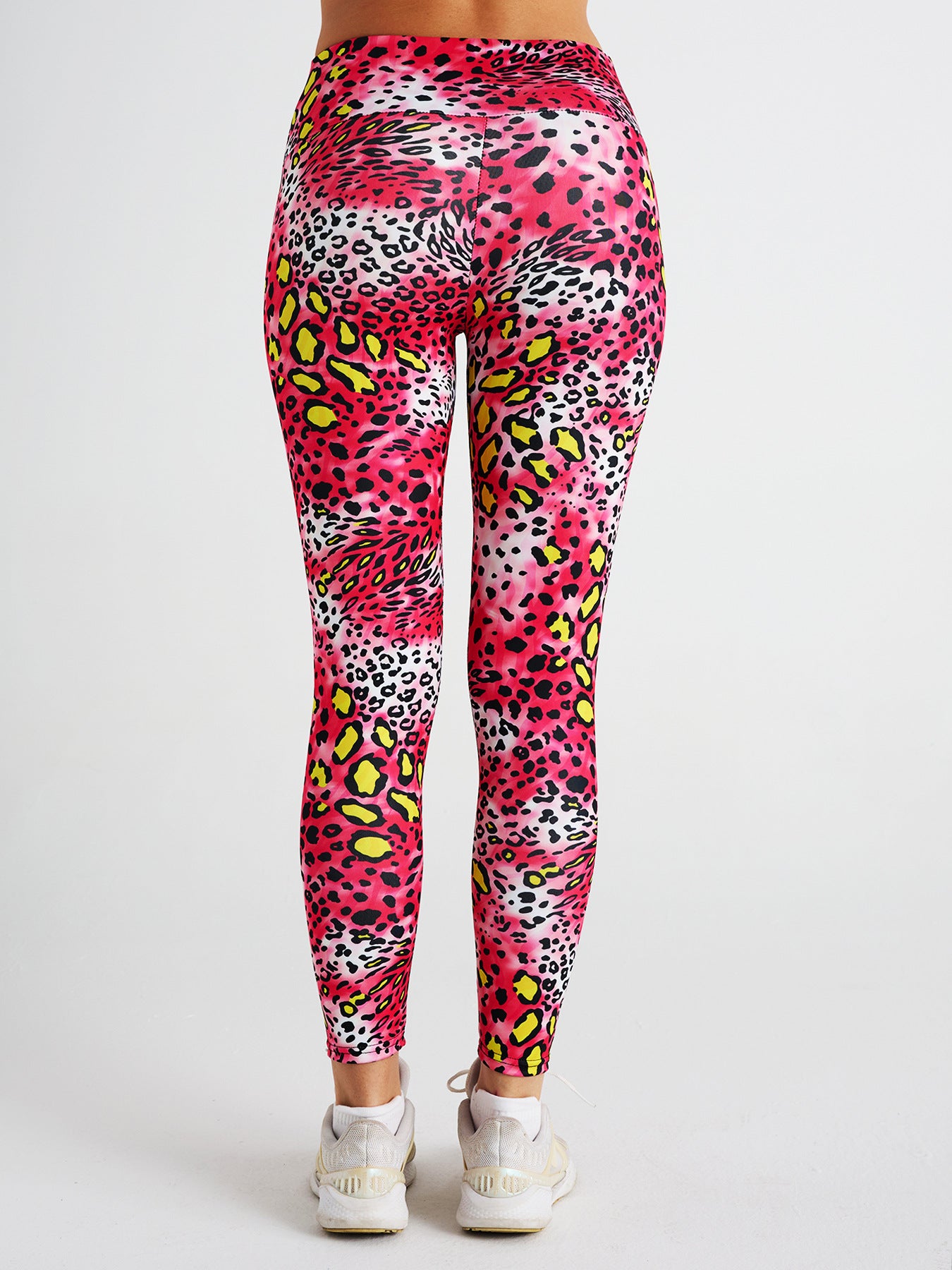 Pink Leopard Print High Waist Sports Fitness Yoga Pants