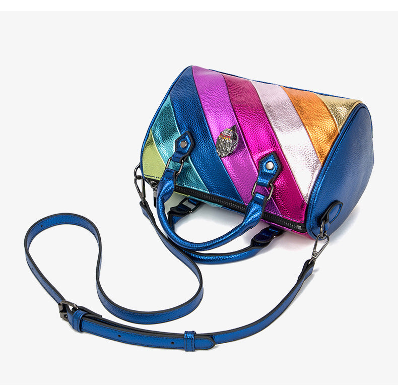 Contrast Color Stitching Rainbow Eagle Head Hand-held Crossbody Bag