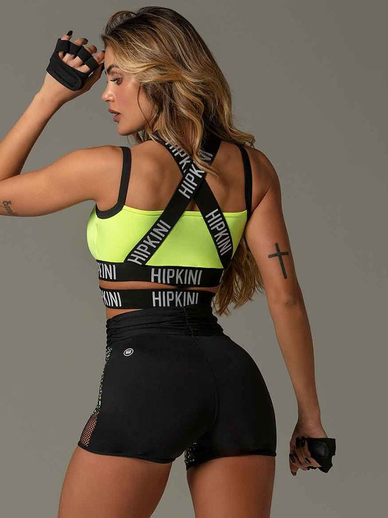Sexy Contrasting Chest Hollow Cross Sports Suit