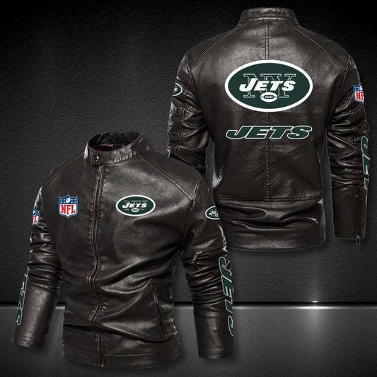 New York Jets Vintage Distressed Leather Jacket