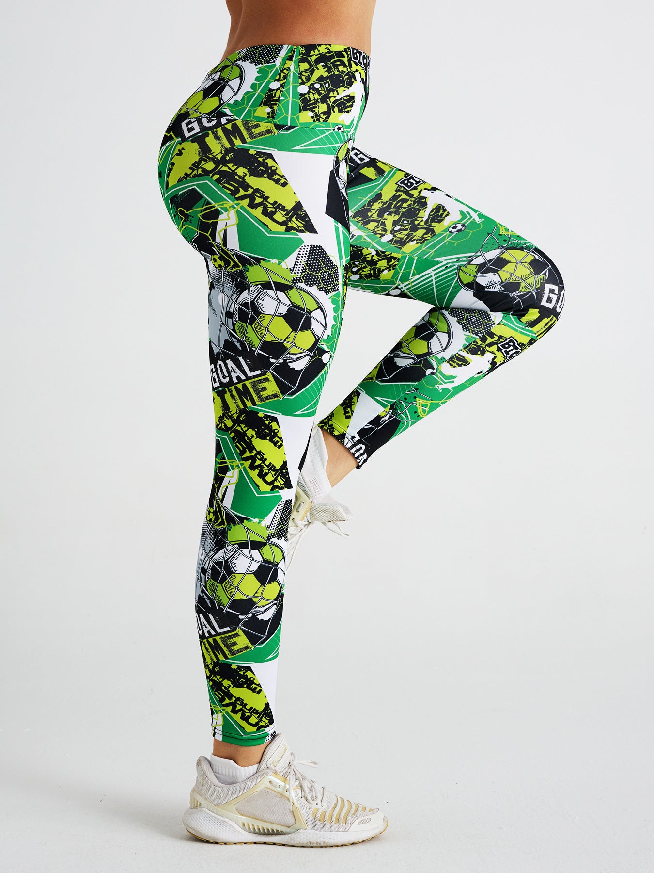 Cartoon Football Print High Waist Sports Fitness Yoga Pants