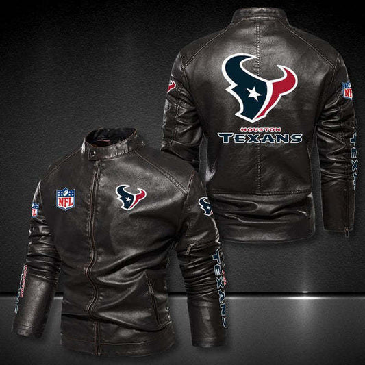 Houston Texans Vintage Distressed Leather Jacket