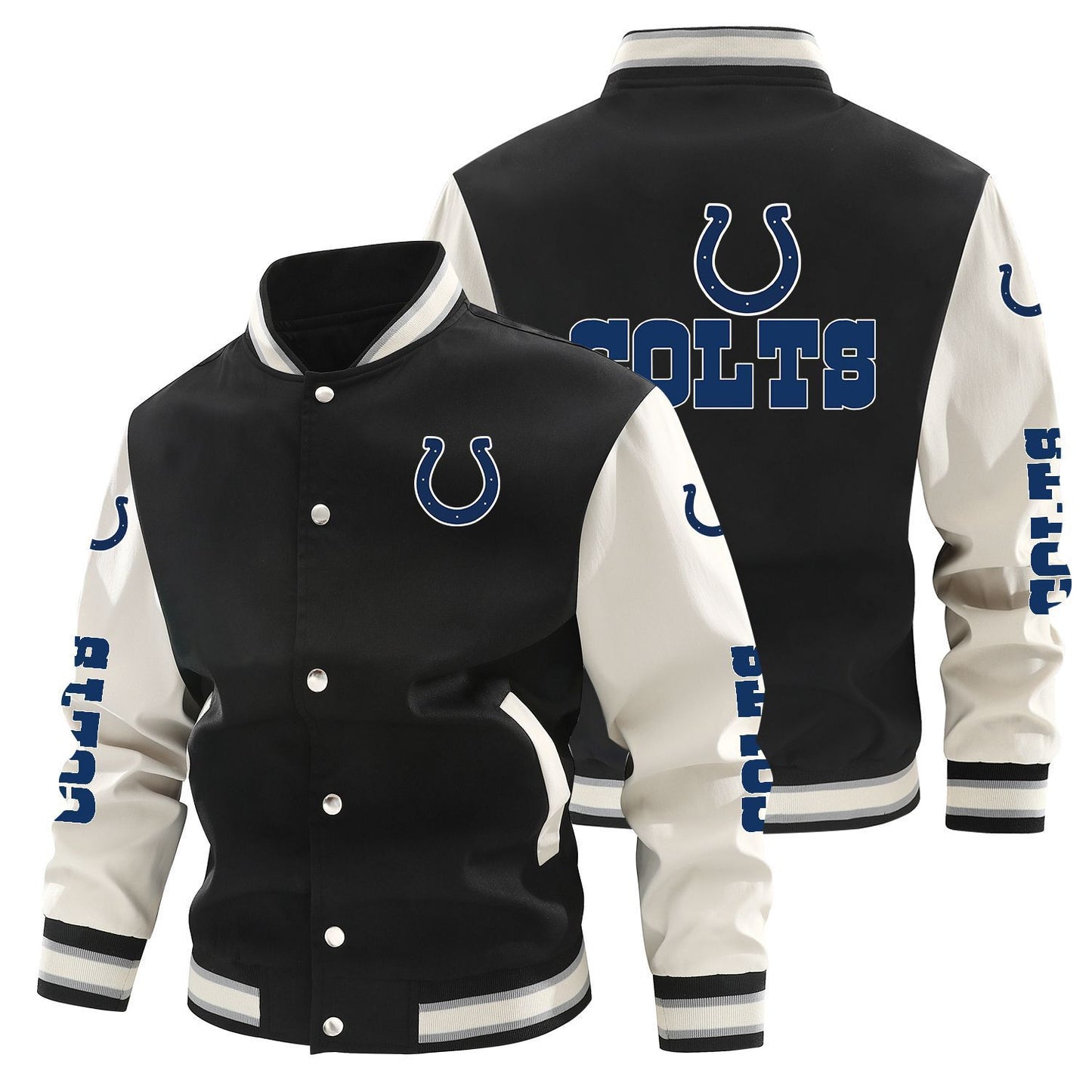 Indianapolis Colts Printed Sporty Loose-fit Baseball Jacket
