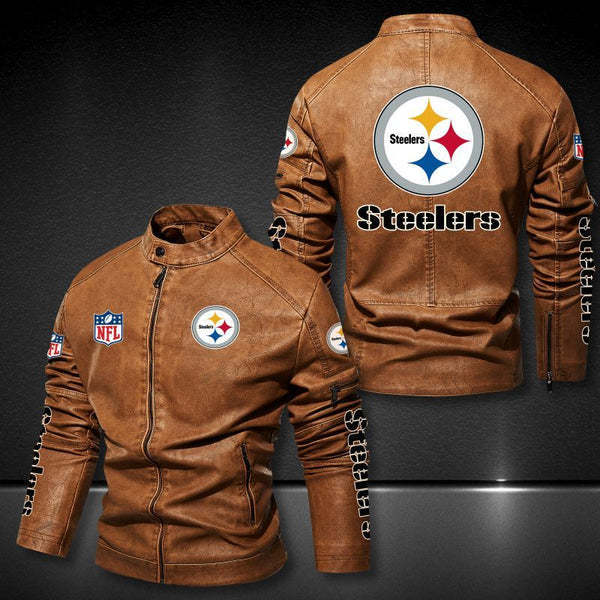 Pittsburgh Steelers Vintage Distressed Leather Jacket