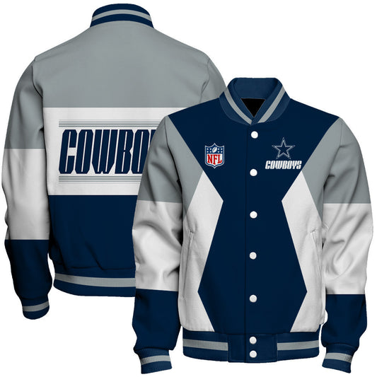 Dallas Cowboys Printed Team Color-block Single-layer Thin Stand-collar Jacket