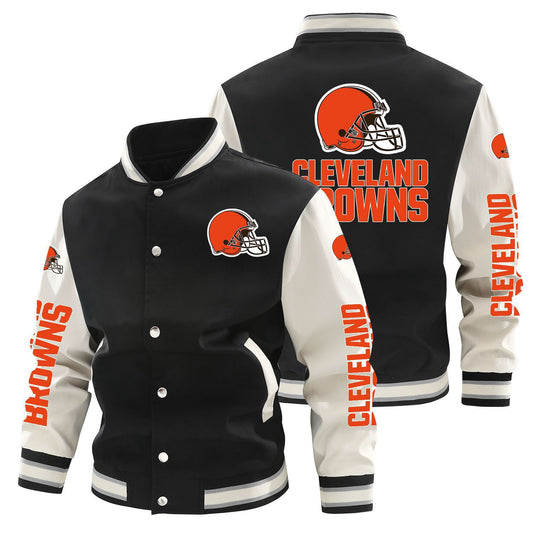 Cleveland Browns Printed Sporty Loose-fit Baseball Jacket