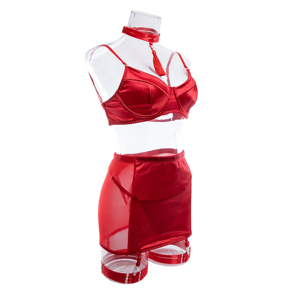 Hot Sale Mesh See-through Gathered Sexy Hip Skirt Suit
