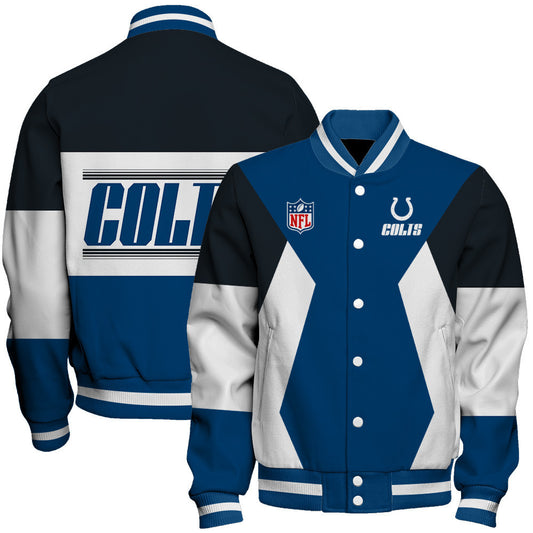 Indianapolis Colts Printed Team Color-block Single-layer Thin Stand-collar Jacket