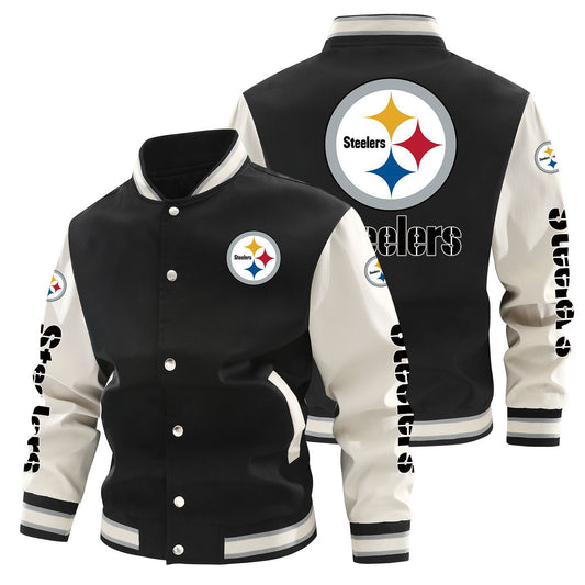 Pittsburgh Steelers Printed Sporty Loose-fit Baseball Jacket