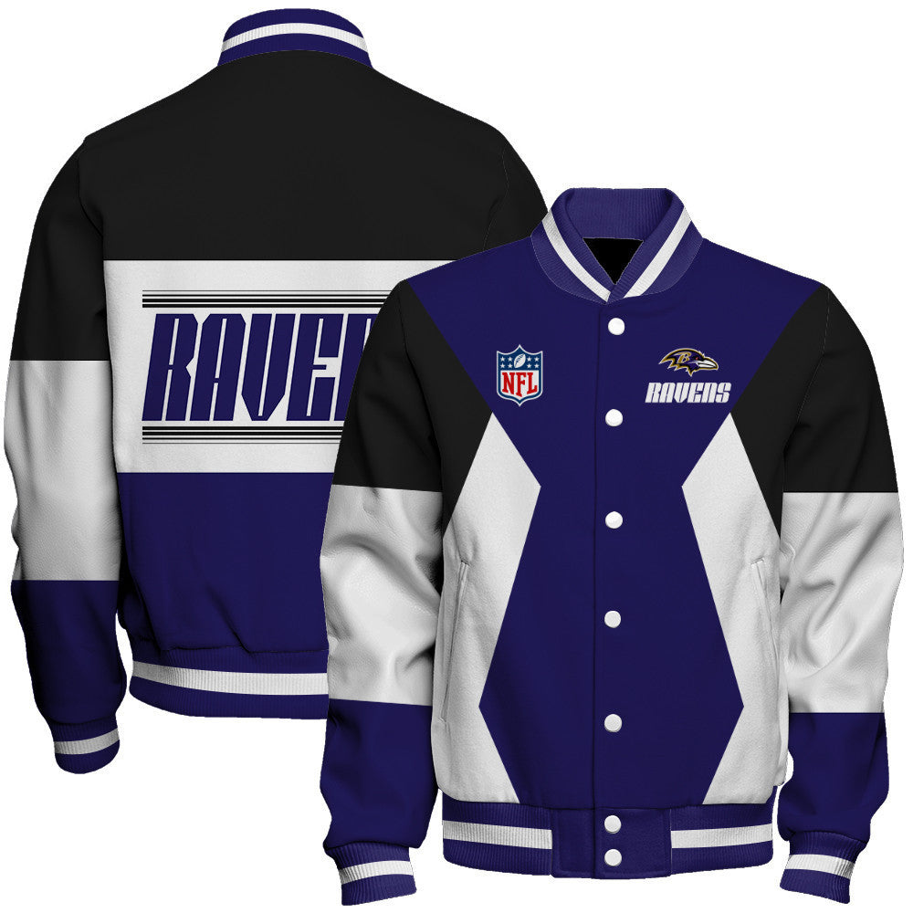 Baltimore Ravens Printed Team Color-block Single-layer Thin Stand-collar Jacket
