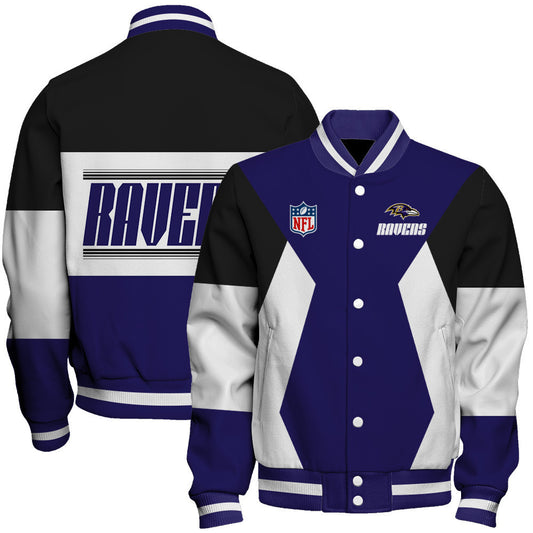 Baltimore Ravens Printed Team Color-block Single-layer Thin Stand-collar Jacket