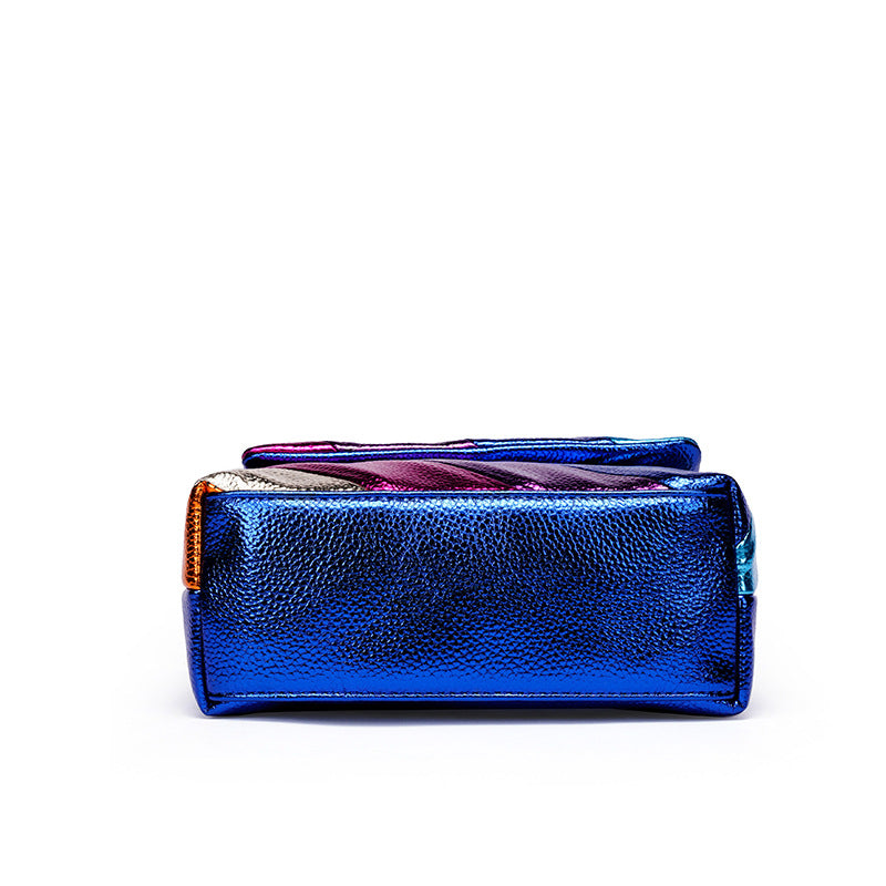 Rainbow Contrast Stitching Chain Eagle Head Shoulder Crossbody Bag