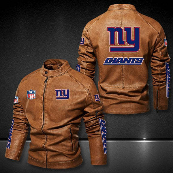 New York Giants Vintage Distressed Leather Jacket