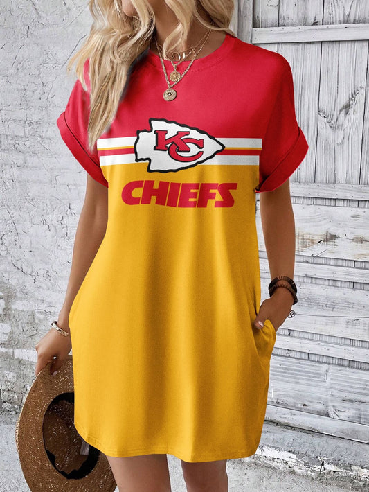 Kansas City Chiefs Stylish Team Print Crew Neck Dress