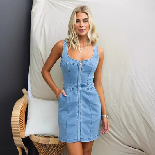 Casual Fashion Slim Fit Denim Sleeveless Dress