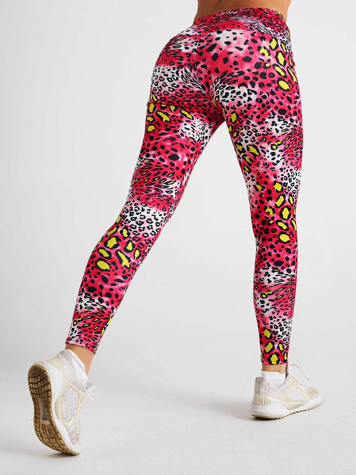 Pink Leopard Print High Waist Sports Fitness Yoga Pants