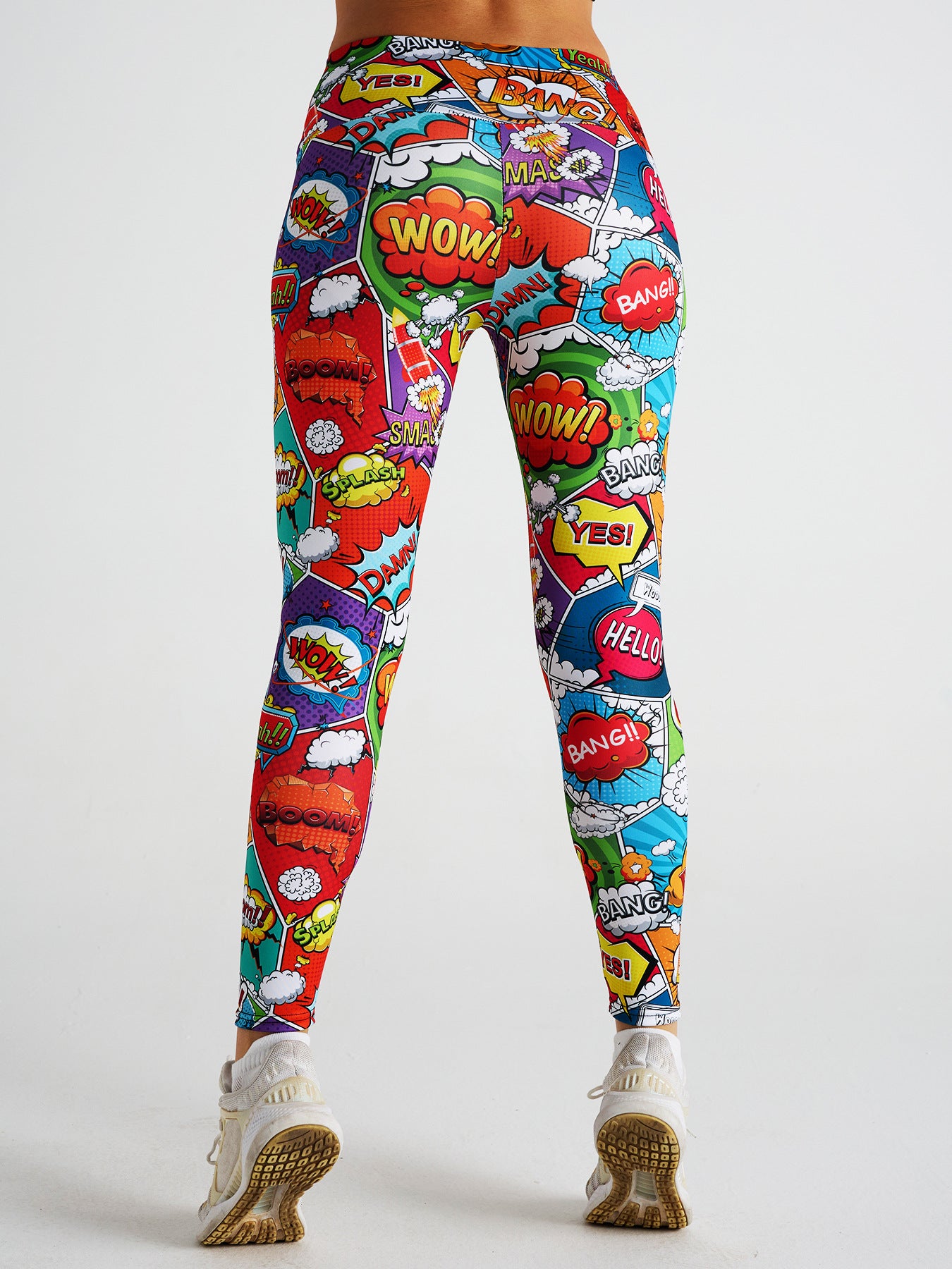 Cartoon Letter Print High Waist Sports Fitness Yoga Pants