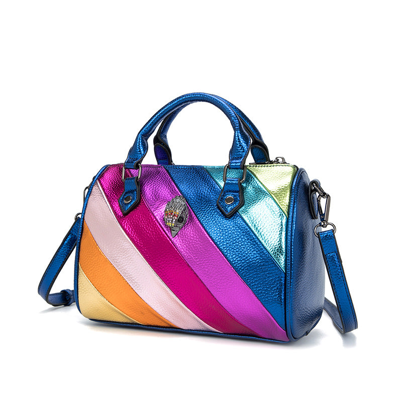 Contrast Color Stitching Rainbow Eagle Head Hand-held Crossbody Bag