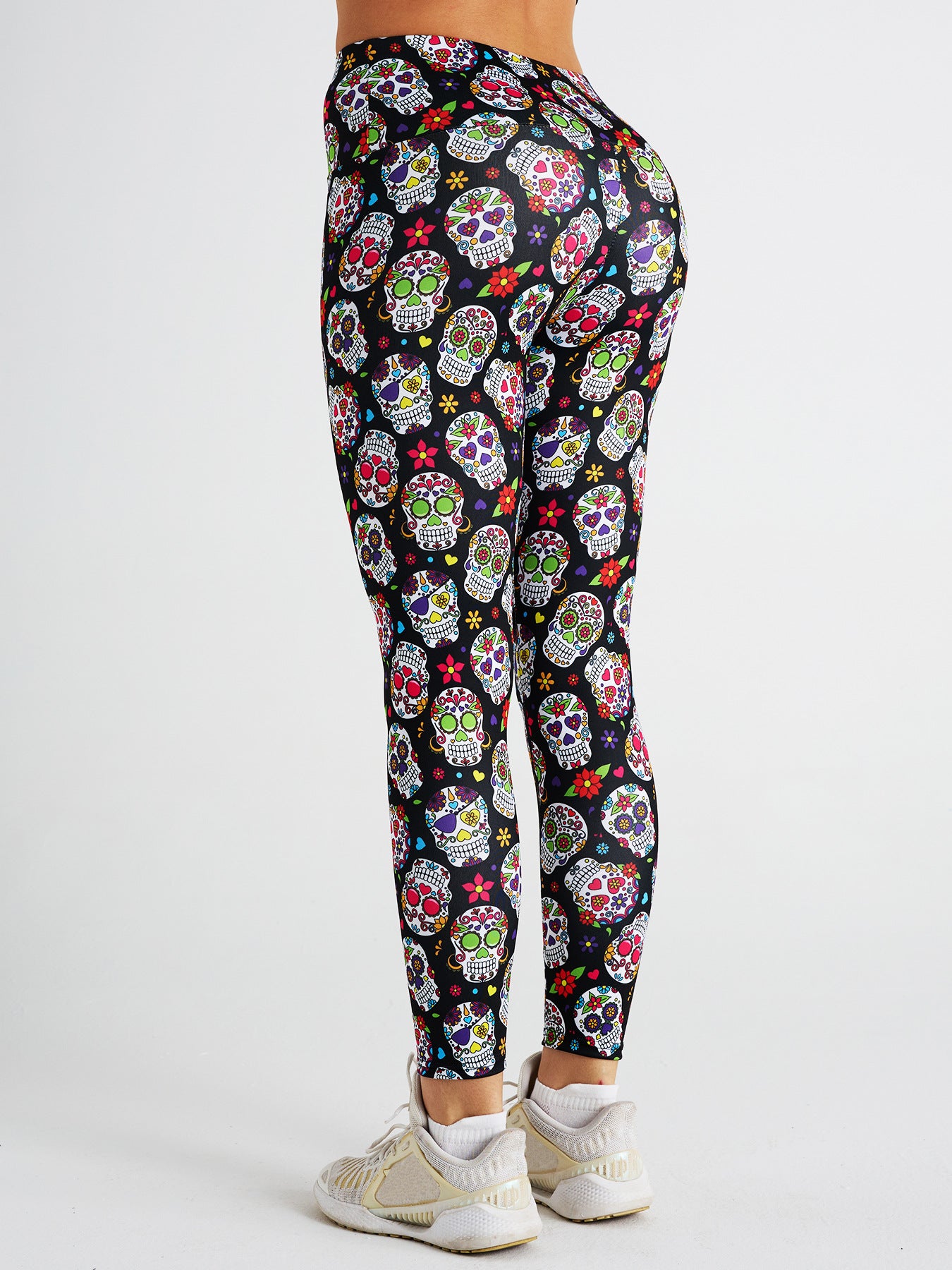 Skull Print High Waist Sports Fitness Yoga Pants