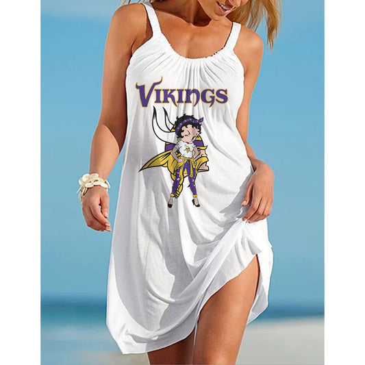 Minnesota Vikings 3D Digital Printed Suspender Dress
