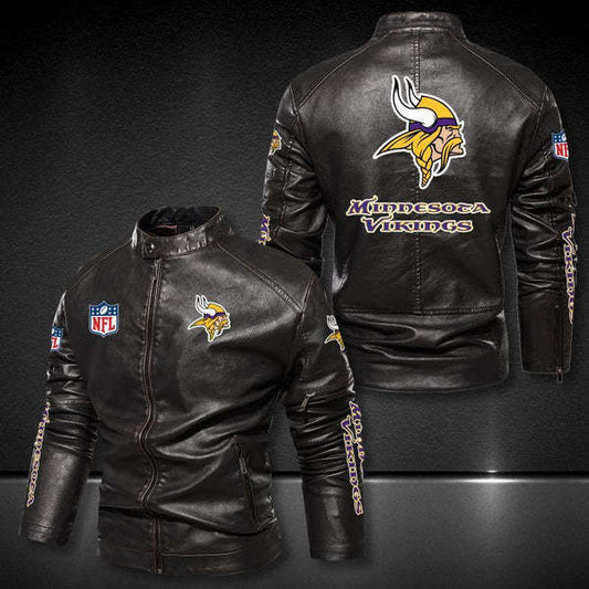 Minnesota Vikings Vintage Distressed Leather Jacket