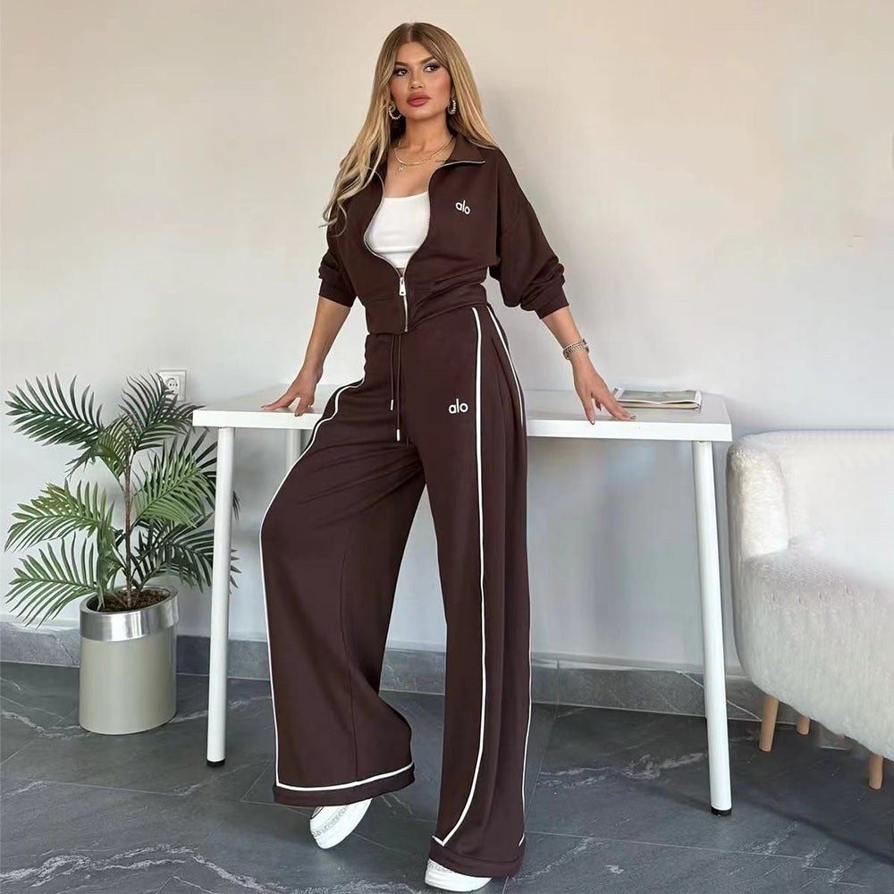 Fashionable and Elegant Casual Embroidered Wide-leg Suit
