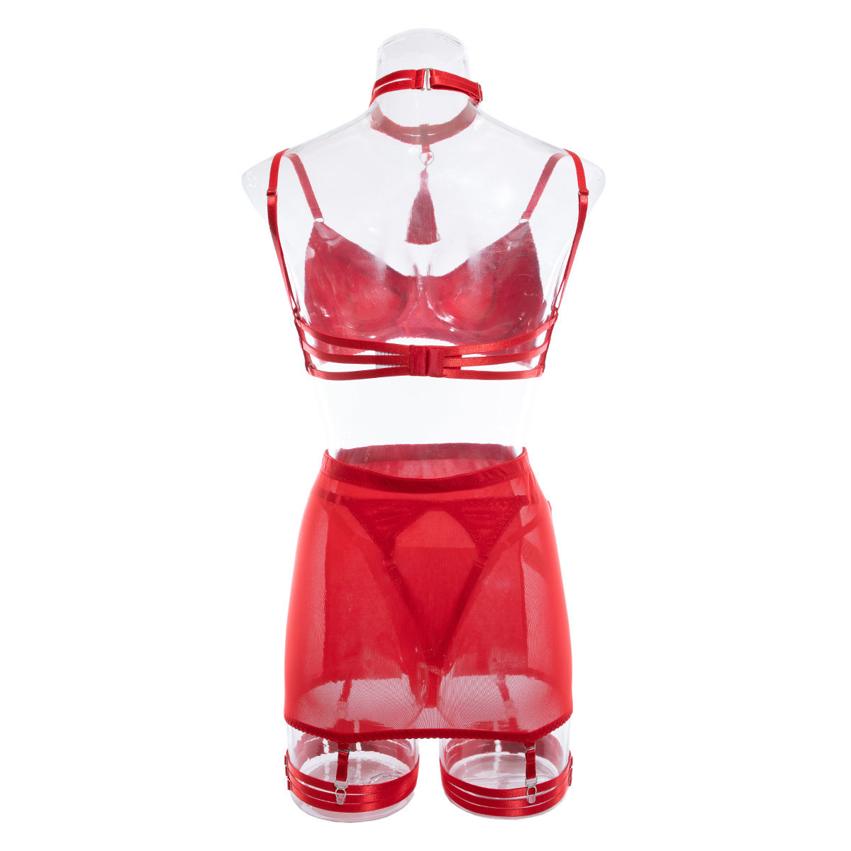 Hot Sale Mesh See-through Gathered Sexy Hip Skirt Suit