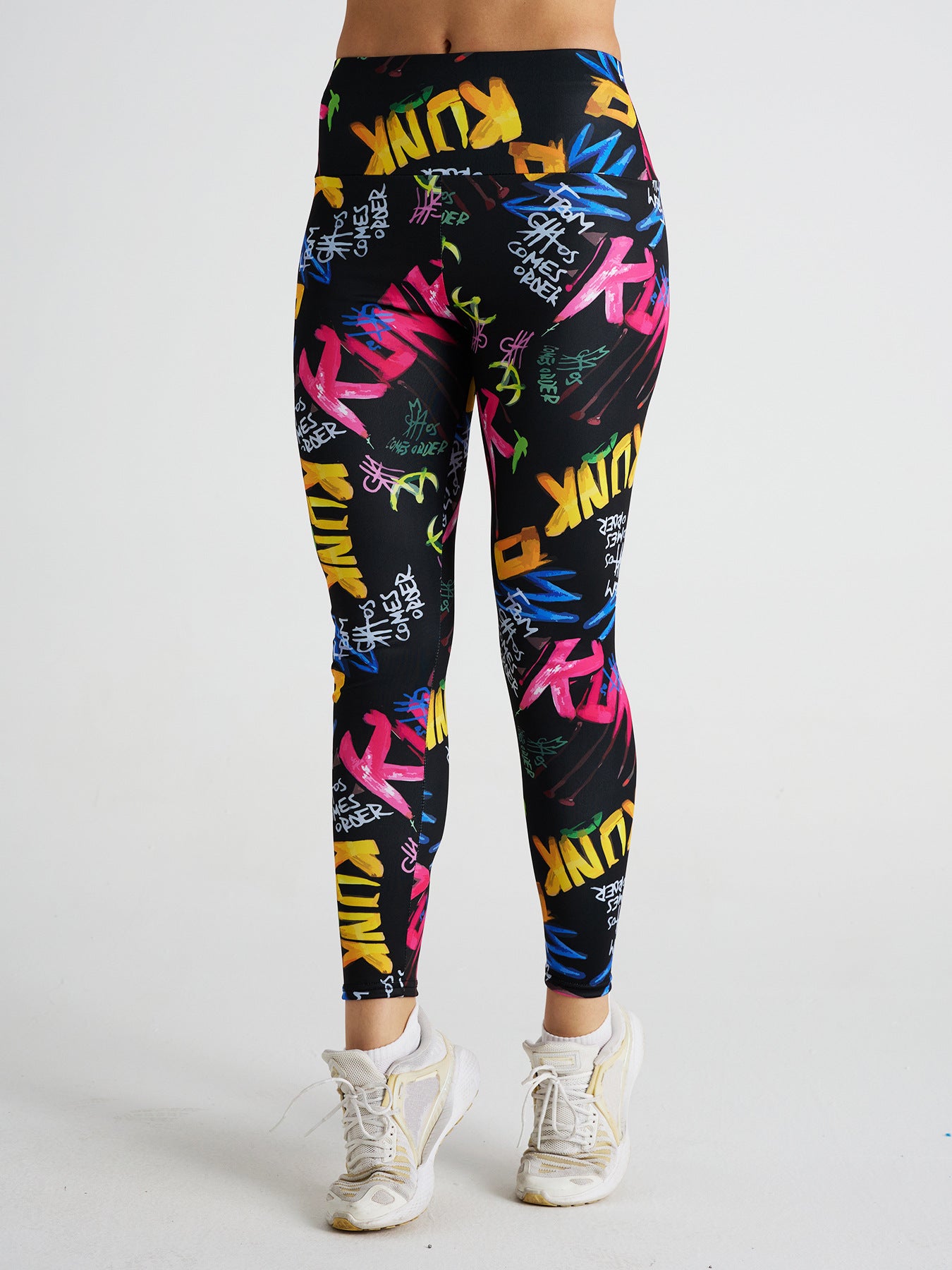 Cartoon Letter Print High Waist Sports Fitness Yoga Pants