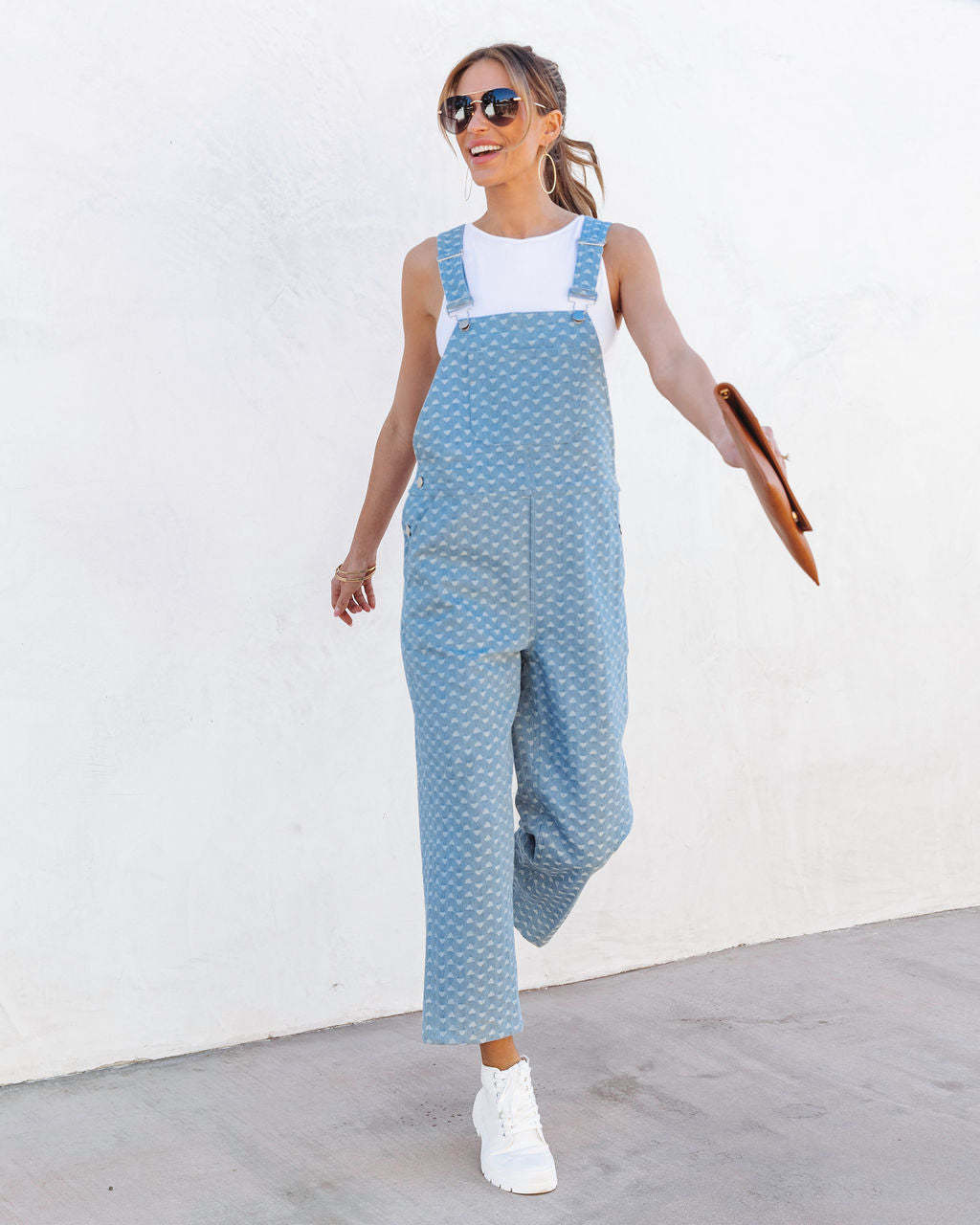 Loose Casual Washed Jacquard Denim Overalls