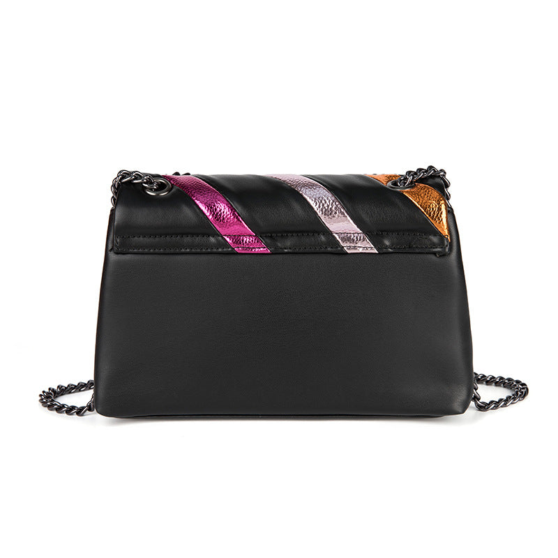 Rainbow Contrast Stitching Chain Shoulder Crossbody Bag
