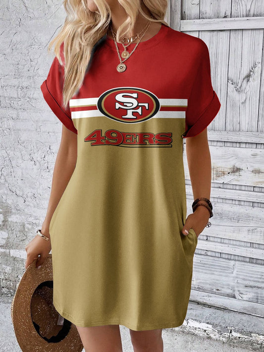 San Francisco 49ers Stylish Team Print Crew Neck Dress