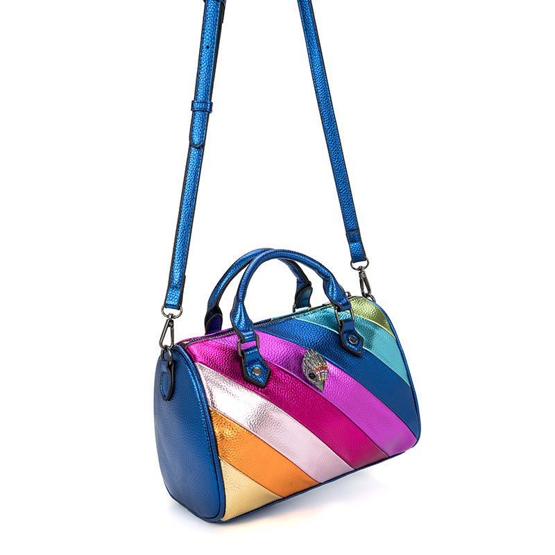 Contrast Color Stitching Rainbow Eagle Head Hand-held Crossbody Bag