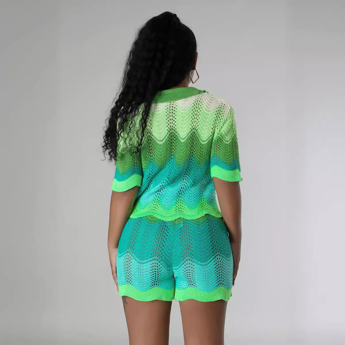New Knitted Short-sleeved Shorts Casual Suit
