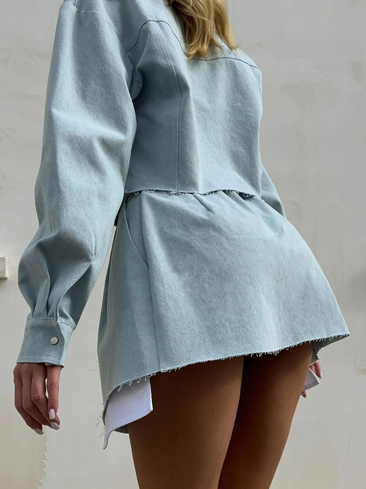 New Loose-fitting Solid Color Casual Shirt and High-waisted Skirt Suit