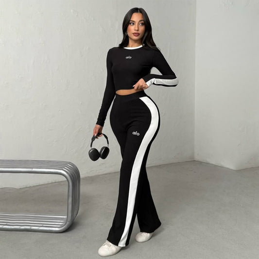 Embroidered Wide-leg Trousers Casual Sportswear Set