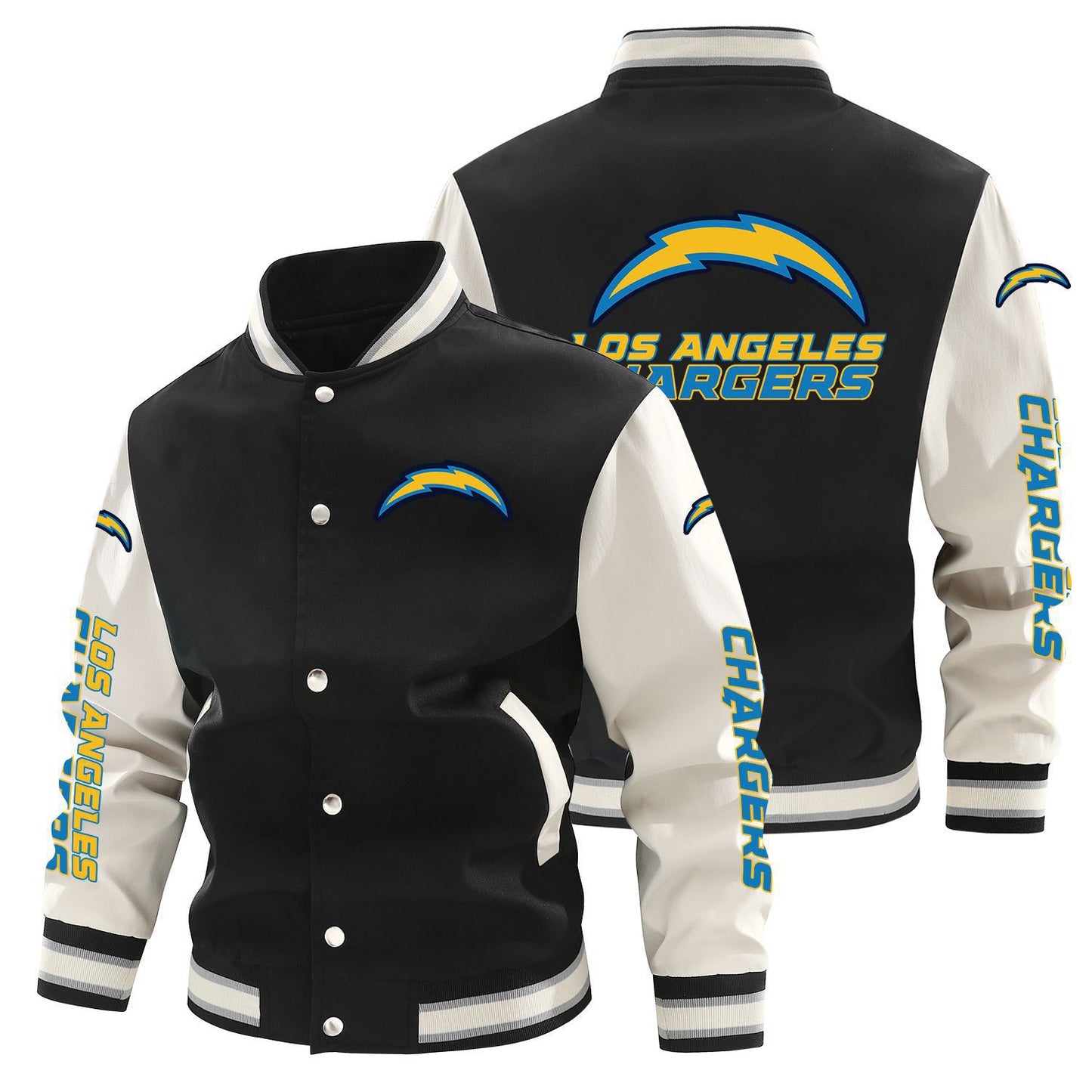 Los Angeles Chargers Printed Sporty Loose-fit Baseball Jacket