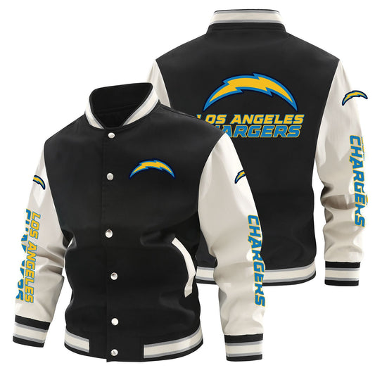 Los Angeles Chargers Printed Sporty Loose-fit Baseball Jacket