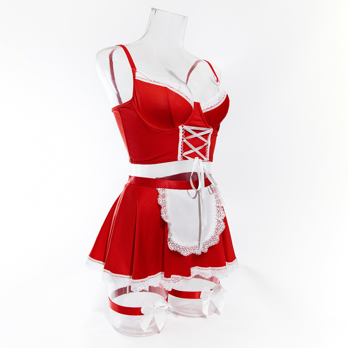 Cute Dress-up Strap Cross-hanging Sexy Bra Set 4-piece Set