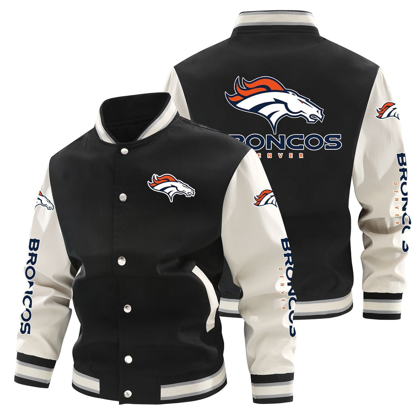 Denver Broncos Printed Sporty Loose-fit Baseball Jacket