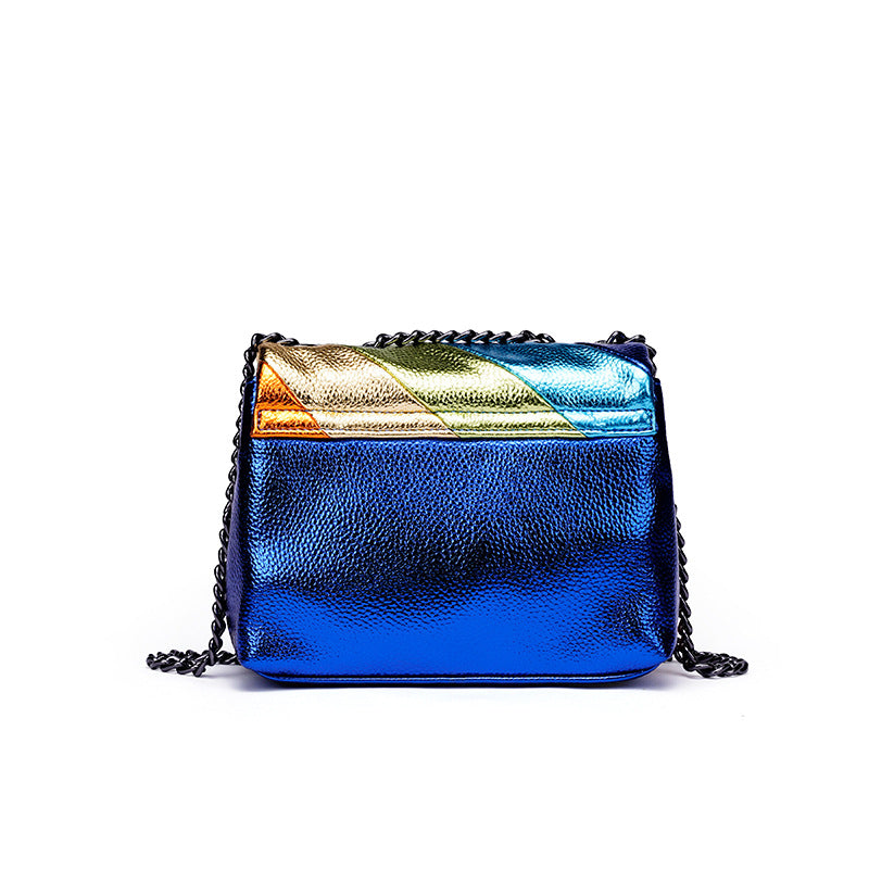 Rainbow Contrast Stitching Chain Eagle Head Shoulder Crossbody Bag