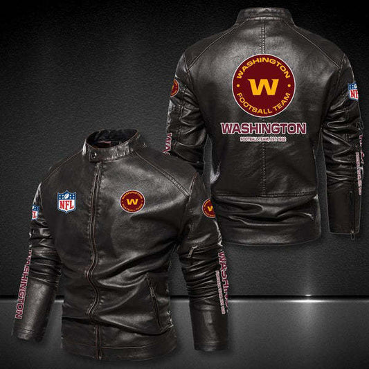 Washington Commanders Vintage Distressed Leather Jacket