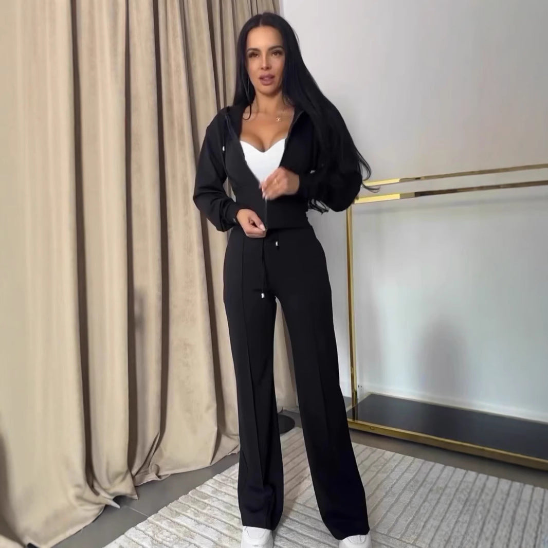 Casual Long-sleeved Slim-fit Short Hooded Suit