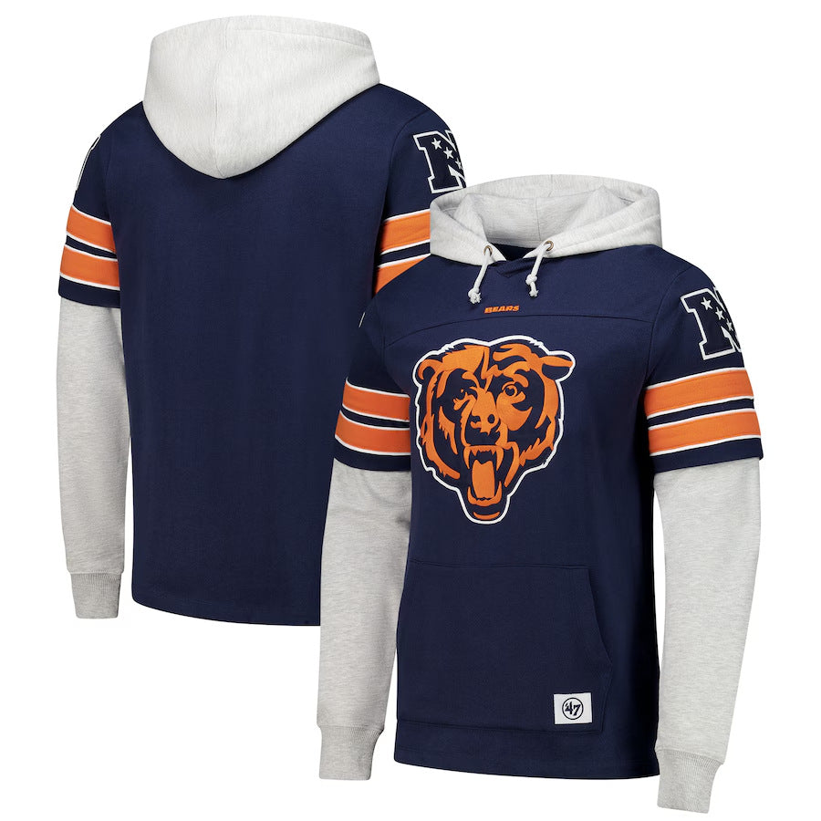 Chicago Bears Casual Sports Fake Two-piece Hoodie
