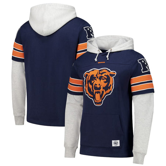 Chicago Bears Casual Sports Fake Two-piece Hoodie