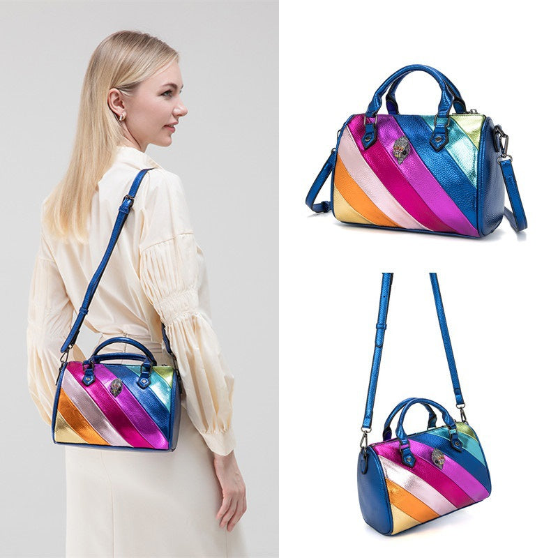 Contrast Color Stitching Rainbow Eagle Head Hand-held Crossbody Bag