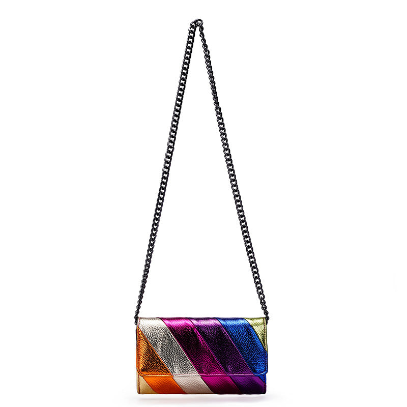 Rainbow Stitching Mobile Phone Shoulder Crossbody Bag