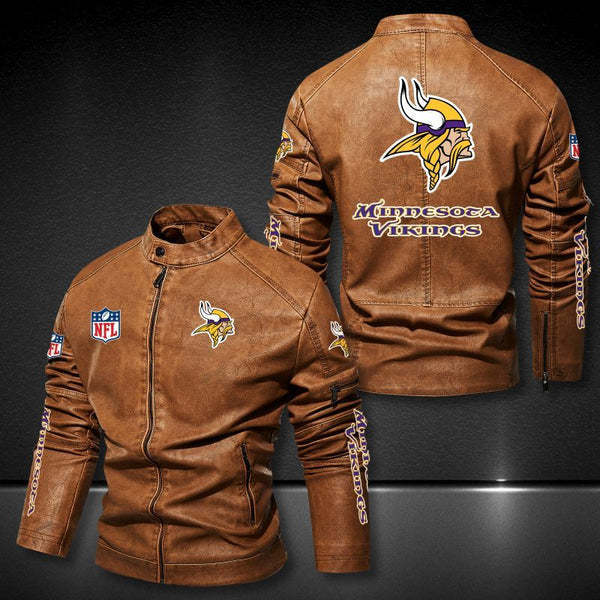 Minnesota Vikings Vintage Distressed Leather Jacket